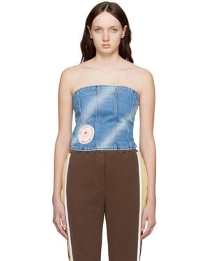 Kijun Faded Denim Bustier - Blue