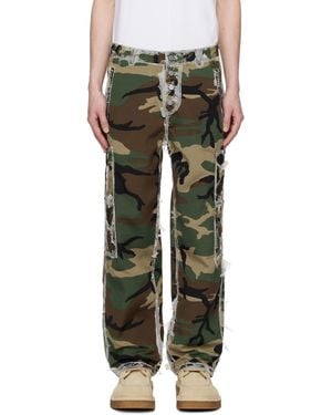 THUG CLUB Khaki Burnt Bio Army Cargo Pants - Green