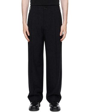Ami Paris Pantalon Noir En Laine À Plis