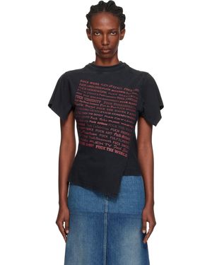 Vetements T-Shirt 'Fuck' Noir À Ourlet Asymétrique
