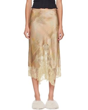 Collina Strada Khaki Hiss Midi Skirt - Natural
