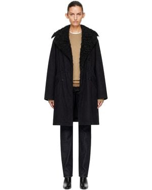 TOTEME Shearling Cotton Parka Coat - Black
