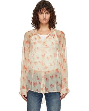 R13 Off- Pintuck Drop Neck Shirt - Natural