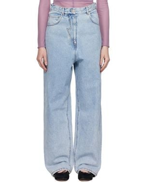 Pushbutton Panty Cutout Jeans - Blue