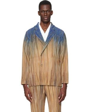Homme Plissé Issey Miyake Paint Brush Close-Up Blazer - Blue