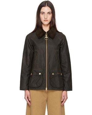 Barbour Blouson Allerston Brun En Coton Ciré - Noir
