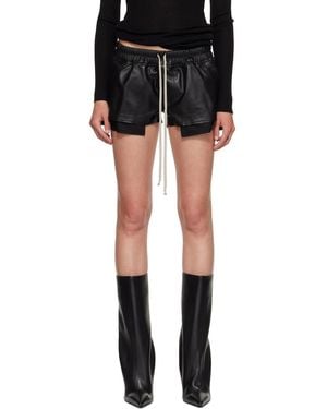 Rick Owens Tower Fog Leather Shorts - Black