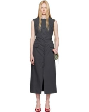 Dries Van Noten グレー テーラード ミディアムワンピース - ブラック
