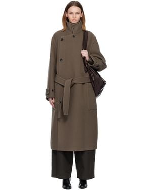 Lemaire Taupe Wrap Coat - Black