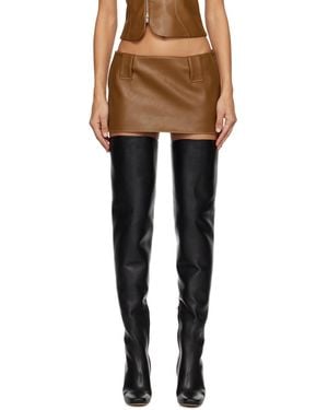 AYA MUSE Tan Egas Faux-Leather Miniskirt - Black