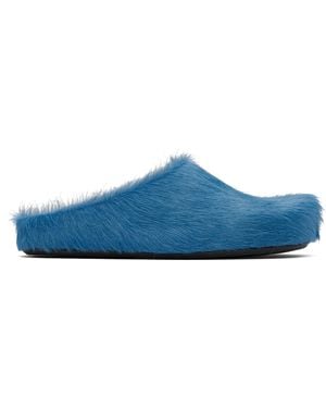 Marni ブルー Fussbett ロングヘア カーフスキン スリッポン - ブラック