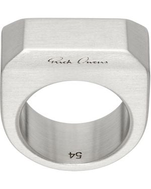 Rick Owens Porterville Beveled Logo Ring - Metallic