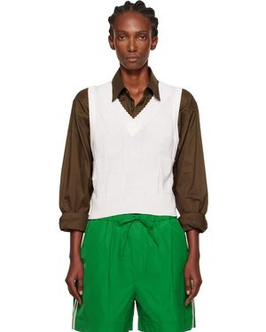 Cordera Gilet Blanc En Tricot De Coton Et Cachemire À Carreaux - Vert