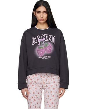 Ganni Raspberries Crewneck Sweatshirt - Black