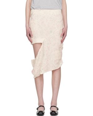 OPEN YY Off- Floral Blankie Midi Skirt - Natural