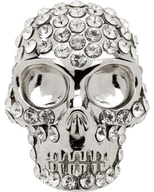 McQueen Pave Skull Single Stud Earring - Grey
