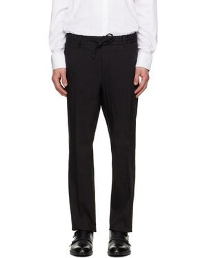 BOSS Linen-Blend Tapered-Fit Trousers - Black