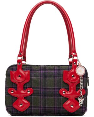 Chopova Lowena Khaki Missish Tartan Bag - Red
