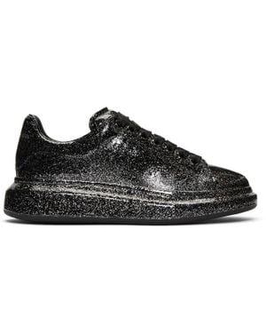 McQueen Black And Silver Glitter Oversized Trainers