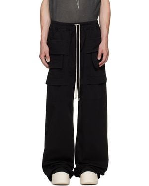 Rick Owens Tower Creatch Wide Cargo Drawstring Pants - Black