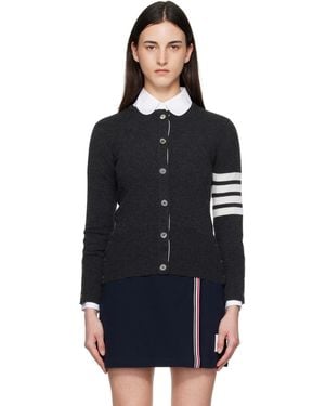 Thom Browne Thom E Classic Cashmere 4-bar V-neck Cardigan - Black