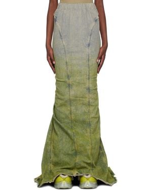 Rick Owens Moncler + Taupe & Green Al Denim Maxi Skirt