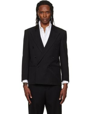 Tonywack Wool Twill Double-Breasted Blazer - Black