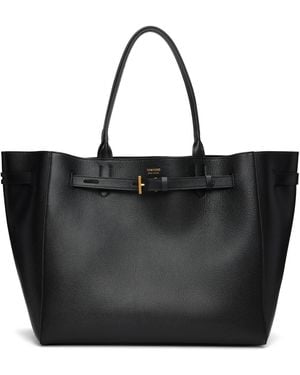 Tom Ford ブラック ラージ グレインレザー トートバッグ