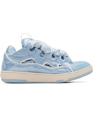 Lanvin Baskets Curb Bleues En Nylon