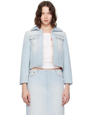 Acne Studios ブルー パデッド デニムジャケット - ホワイト