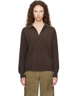 Ssstein Extra Fine Wool Knit Skipper Sweater - Brown