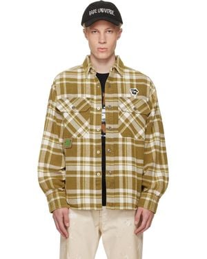 Aape By A Bathing Ape Khaki Moonface Check Long Sleeve Shirt - Multicolour