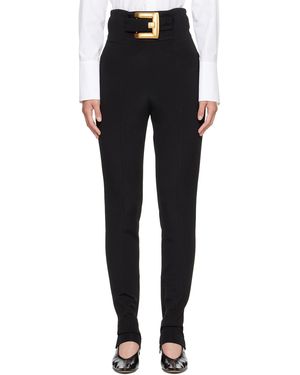 Balmain Legging Noir En Jersey Extensible À Ceinture