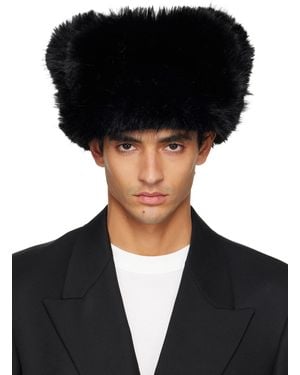 VAQUERA Leather & Faux-Fur Trapper Hat - Black
