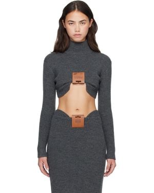 Jean Paul Gaultier Mix Wool Rib Turtleneck - Grey