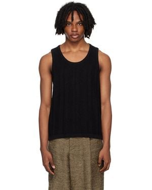 Commas Tuck Stitch Tank Top - Black