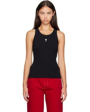 Ami Paris Débardeur Noir En Coton À Logo Ami De Cœur - Rouge