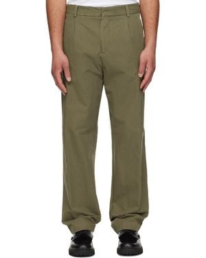 HUGO Modern-Fit Cotton-Blend Twill Trousers - Green