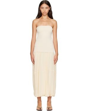 St. Agni Off- Strapless Balloon Hem Maxi Dress - Natural