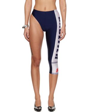 Jean Paul Gaultier Asymetric Cyclist Printed 'Junior Gaultier' Leggings - Blue