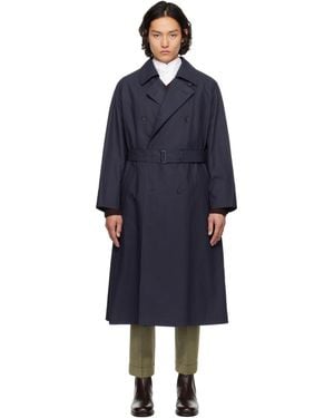 YLÈVE Ylève Highdensity Cotton Broad Liner Trench Coat - Blue