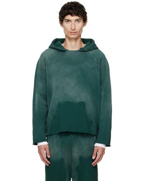 Les Tien Heavyweight Raw Raglan Hoodie - Green