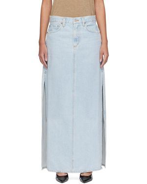 Agolde Jupe Longue Astrid Bleue En Denim À Fentes - Noir