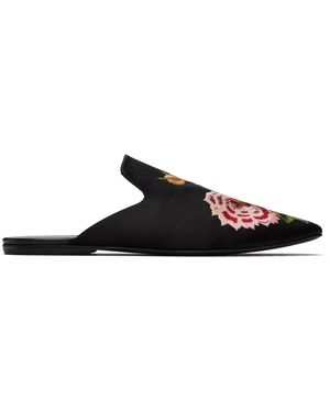 Dries Van Noten Flâneurs De Style Mule Noirs À Image Brodée