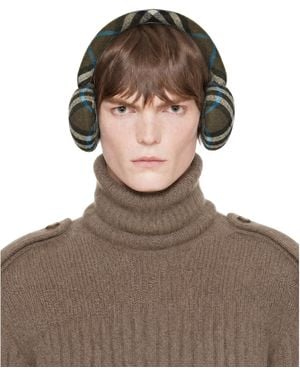 Burberry Wool Check Earmuffs - Brown