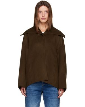 R2W Nenka Wool Cash Sailor-Collar Jacket - Brown