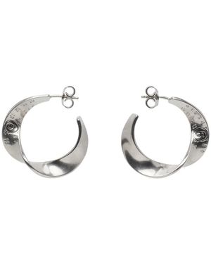 MM6 by Maison Martin Margiela Silver Twisted Hoop Earrings - Black