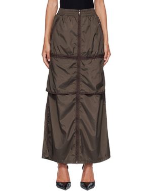 DIESEL Khaki Windbreaker Maxi Skirt - Brown