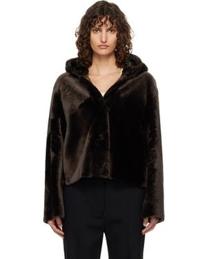 Nour Hammour Cooper Hooded Curly Shearling Jacket - Black
