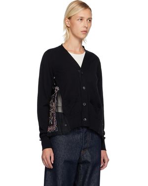 Sacai Cotton-Blend Gabardine Cardigan in Black | Lyst UK